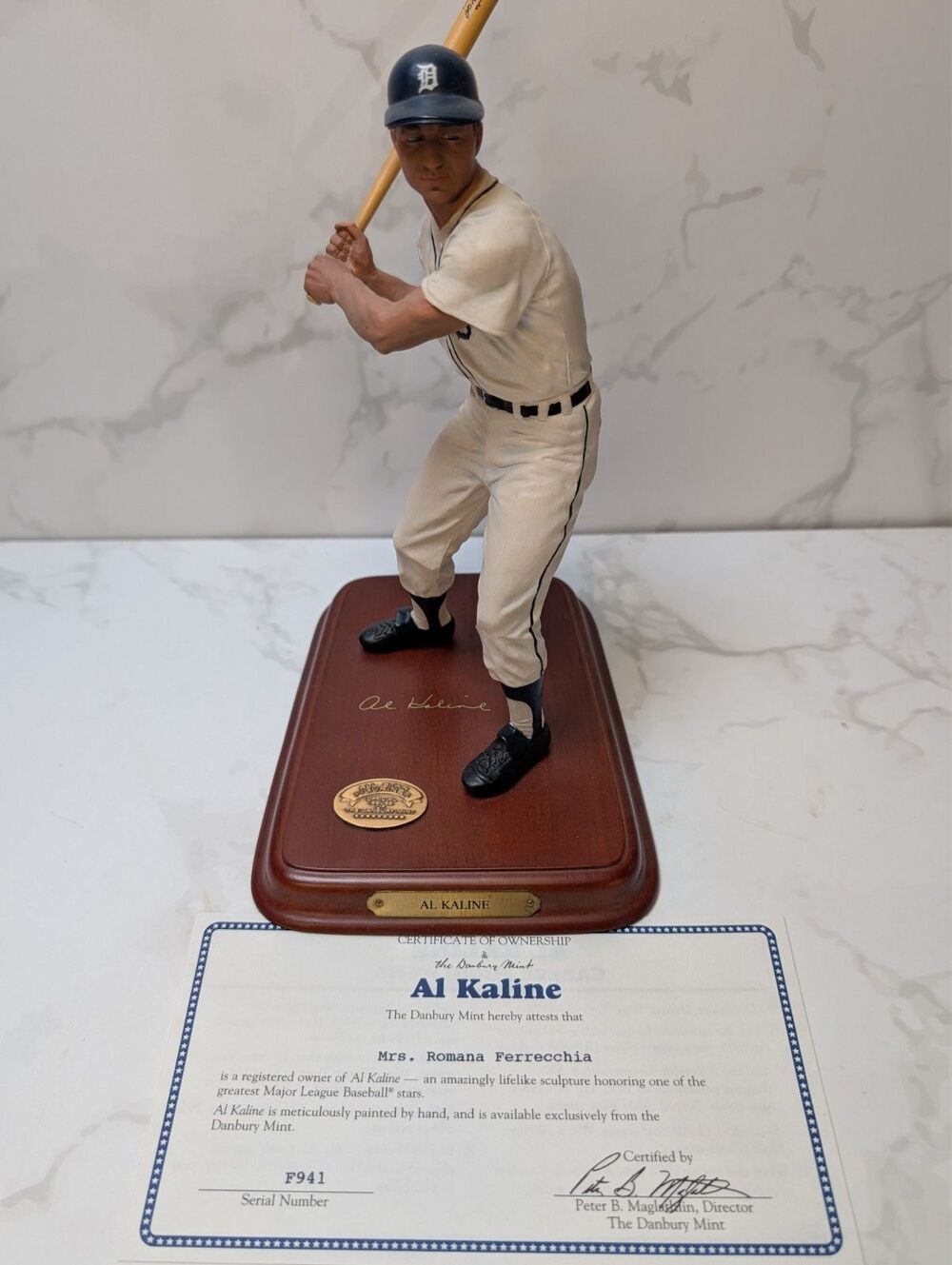 Danbury Mint Al Kaline Detroit Tigers All-Star Figurine COA Baseball